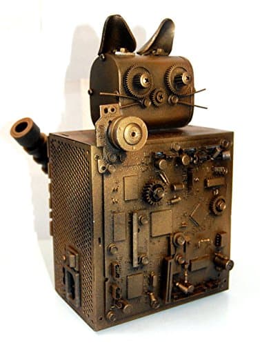 Tom the Kitty Cat - One of A Kind Mixed Media & Metal Large Sculpture, Antique Gold