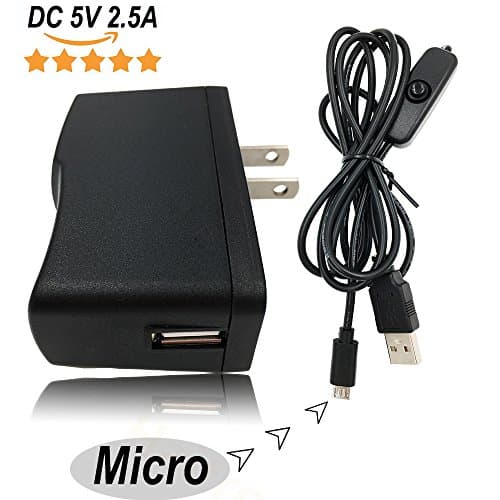 Haitronic 5V 2.5A(100% adequately 2.5A) power supply wall charger for Raspberry pi 3, also Raspberry pi Zero, 2B, 3B, and Zero W,(FCC, CE, ROSH)
