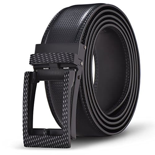 Men’s Genuine Split Leather Belt Ratchet Dress Belt with Automatic Buckle by Melrtrich-Big Sale
