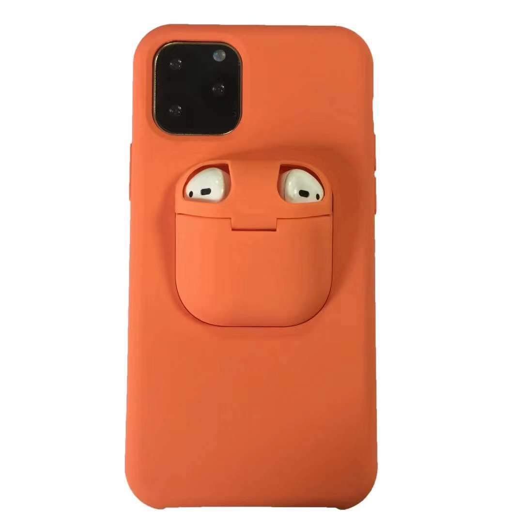 2 in 1 Phone Case for iPhone 8 Plus and for AirPods, Liquid Silicone Gel Rubber Bumper Hard Shockproof Protective Cover for iPhone 8 Plus with Wireless Headphones Headset Set Protection