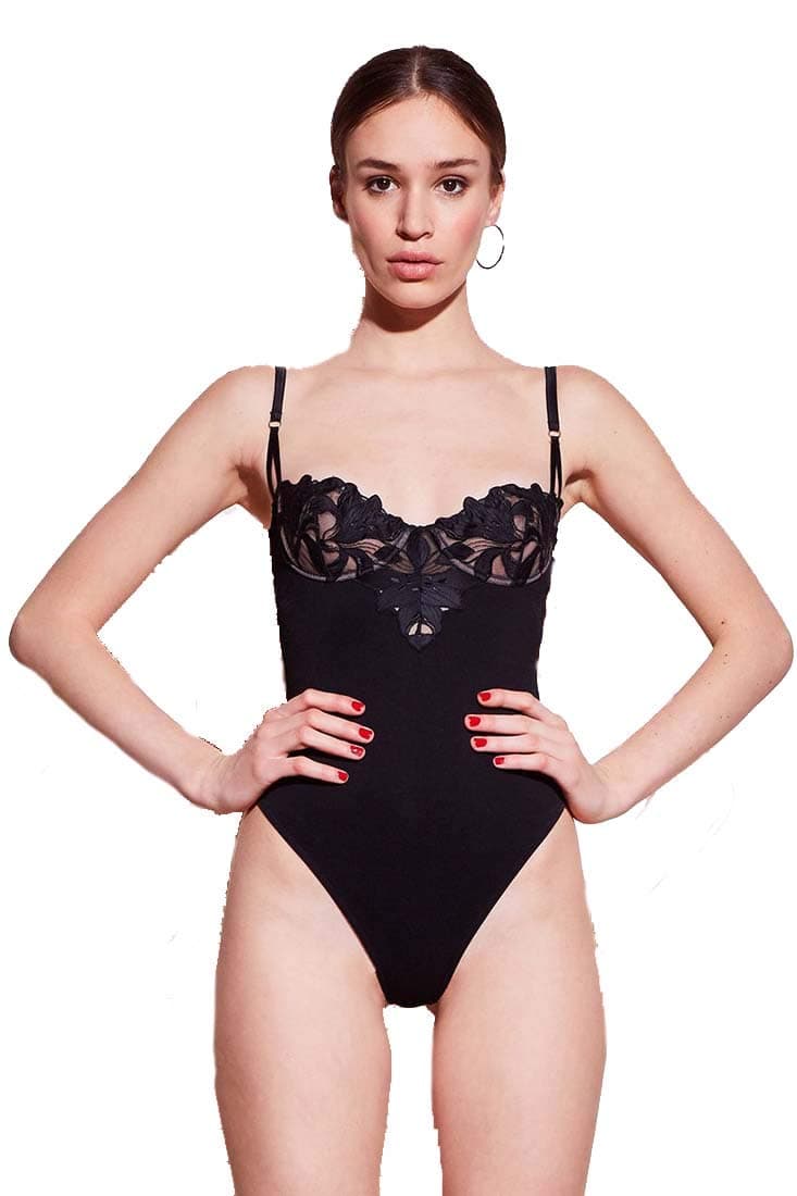 fleur du mal Lily Lace Balconette Bodysuit