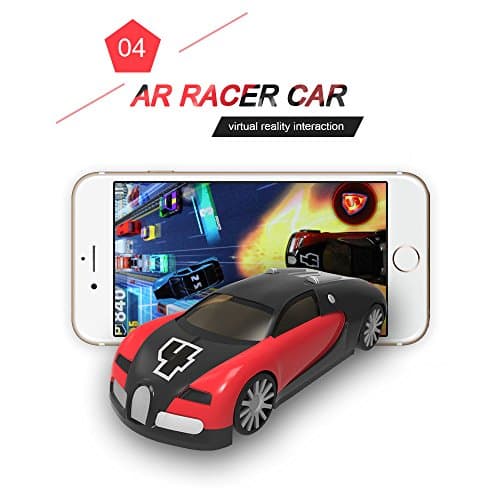 KaiTai Red AR Racer A Real fly Car On Mobile With Lights,Vibration,Jumping Real Feel Virtual Reality Car Racing Gaming System and free Gaming App Mini Pocket Game Toy speed Car for Android,IOS.