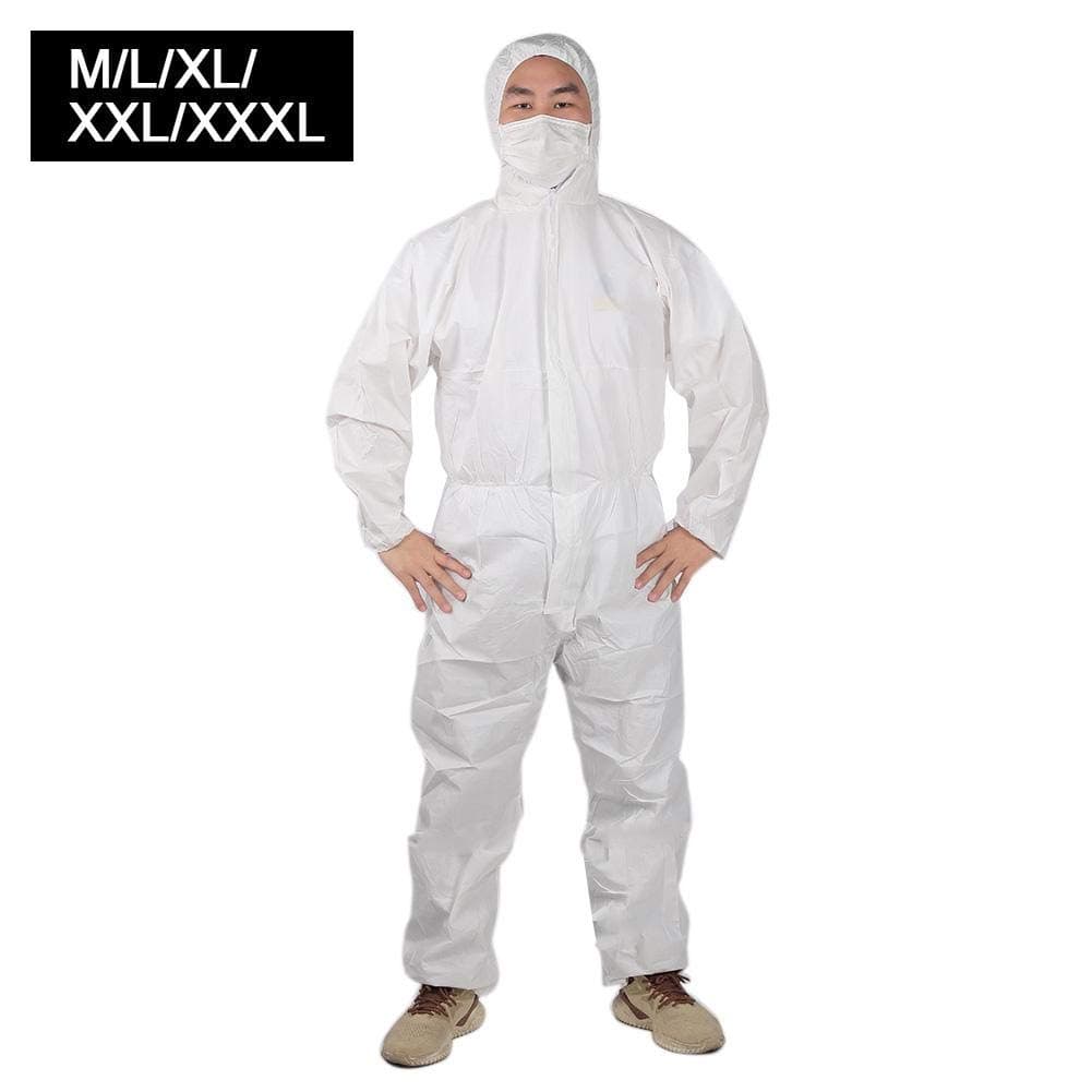 Protective Coverall, Particle Liquid Splash Resistant Protection Suit Clothes Polypropylene Nonwoven, Overall Chemical Resistant Clothing(L)