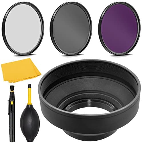 PRO 58mm Filter Kit + PRO 58 mm Rubber Lens Hood for Panasonic Lumix G X Vario 35-100mm F2.8 OIS - 58 mm Polarizing Filter, 58mm UV Filter, 58mm Florescent Filter & 58mm Soft Lens Hood
