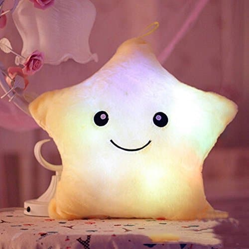 Tickos Plush Pillow Night Light LED Star Pillow Creative Glowing Stuffed Toy Toys Gift for Christmas (Yellow)