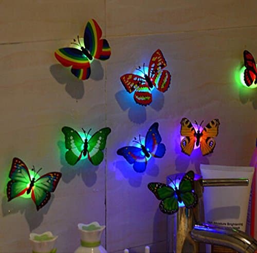 10 PZ 3D Wall Stickers Realistic Powered Butterfly LED Wall Stickers