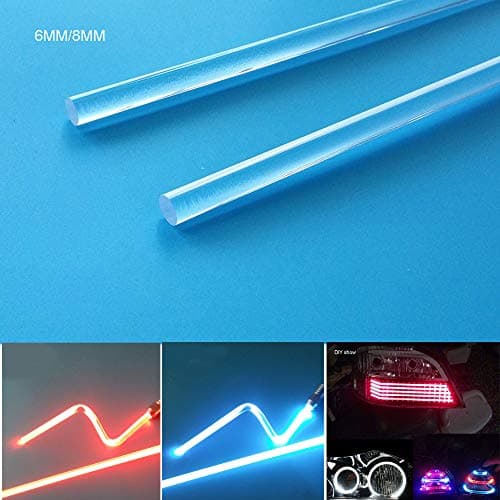 6mm 8mm 1.6FT Car Headlight Eyebrow LED Lighting Side Glow Fiber Optic Cable DIY (Dia 6mm X 50cm Long)