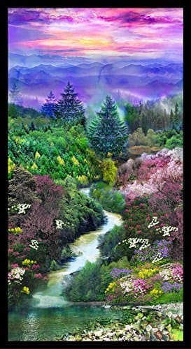 Mountain View Panel 24 x 44 ~Cotton Fabric, Quilt, by Fabri-Quilt