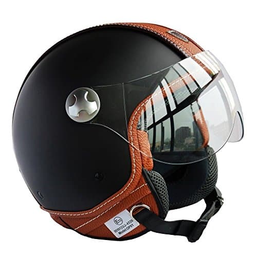 PEDA Italian Design (MOCA B) ECE DOT Motorcycle Helmet Unisex Open Face ITALY Jet Sport Urban Vintage CASCOS Leather Style Capacete Half Helmets (Medium (57-58cm))