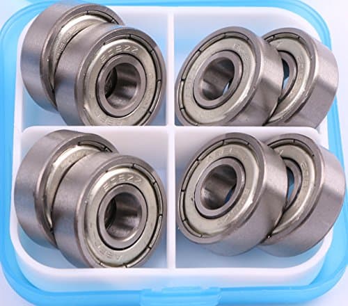 Mini Skater 608Zz Precise Double Shielded Bearing Steel Bearing,Use for Skateboard,Deck and Longboard, 1 Set ABEC 7 (8 Pcs, Silver)