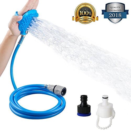 YaBland Pet Bathing Tool Shower Sprayer Bath Hose Sprayer and Scrubber 2 in 1, Multi-Functional Dog Cat Bath Massager Adjustable Handheld Sprayer Shampoo Brush Indoor and Outdoor Use & Pet Towel