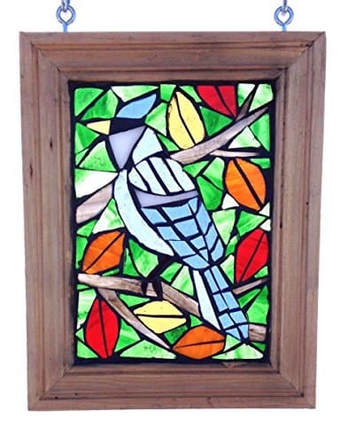 Blue Jay Stained Glass Mosaic Suncatcher