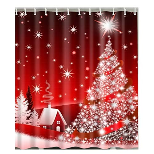 Eureya Shower Curtain for Bathroom,100% Polyester Fabric Christmas Pattern Home Decorative Waterproof Shower Curtains 180x180CM (Christmas Pattern-17)