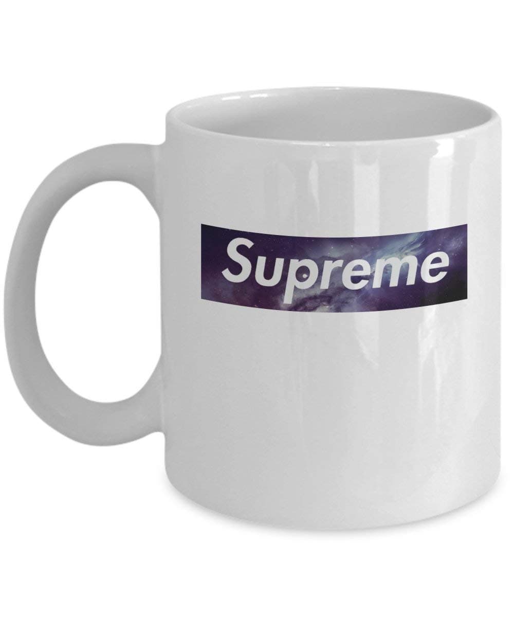 Supreme Galaxy Coffee Mug Cup (White) 11oz Supreme Galaxy Emblem Logo Yeezy Gift Merchandise Accessories Shirt Poster Sticker Pin Decal Artwork Decor
