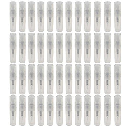 50Pcs 2ml Mini Clear Plastic Spray Bottle Portable Cute Perfume Mouthwash Atomizer for Cleaning, Travel, Essential Oils, Perfume