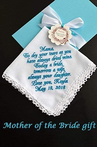 Wedding Gift for Mom from Daughter Personalized Embroidered Custom Hankies for Mother of the Bride