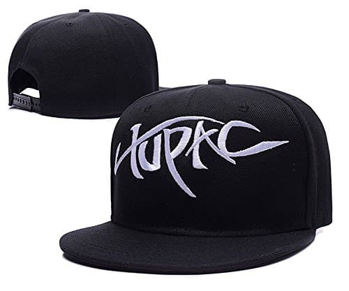 YUDUODUO 2Pac Tupac Logo Adjustable Snapback Embroidery Hats Caps - Black