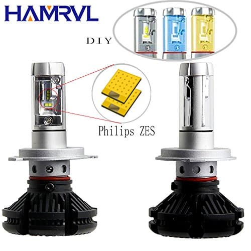 HAMRVL H4 LED Car Headlight Bulbs Kit Auto LED Light Conversion Kit 12V-24V Replace for Car Halogen Lights or HID Bulbs Automotive Hi/Lo with Phillips ZES beads 6000-6500k X3-H4 2pcs 2 Year Warranty