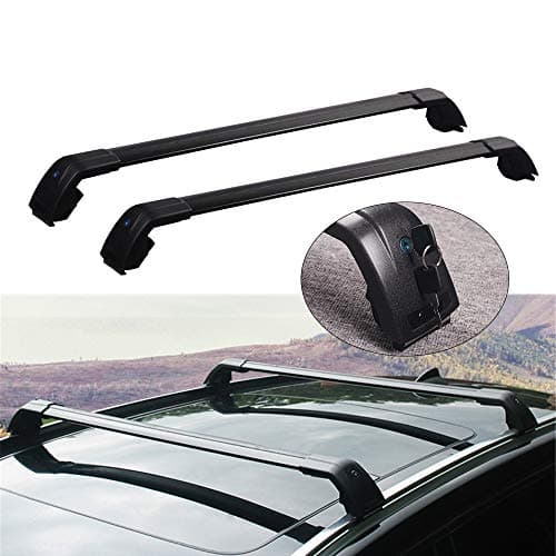 2 Pcs Fits for Hyundai Santa Fe 2019 2020 Lockable Roof Rail Racks Cross Bar Crossbar Carrier - Black