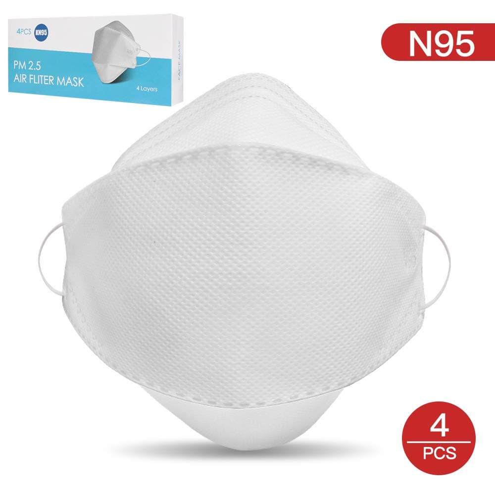 4 Pcs N95 massks,Safety 4-Layer massks,Disposable Breathable Particulate Respirator Dust Anti PM2.5 Pollution Mouth Face massk, Comfortable massk with Triple Layered Filter