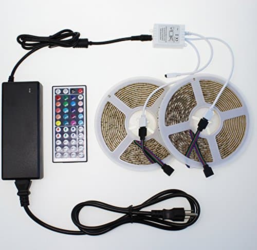 OSKE LED Light Strip Kit Waterproof 5050 32.8ft/10M 600 LEDs with 44Key Remote Controller and 12V 8A Power Supply