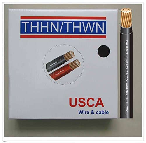 USCA Stranded THHN/THWN 14 AWG Building Wire, 500 FT, Black,600 Volt, 90C