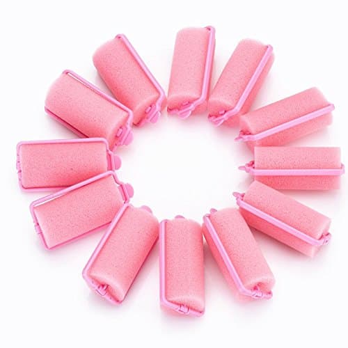 12 Pcs Soft Sponge Hair Curler Rollers Twist Tool, Magic Girl Ladies Hair Care Roller Fashion Salon Hair Style Foam Sponge Curlers Pink