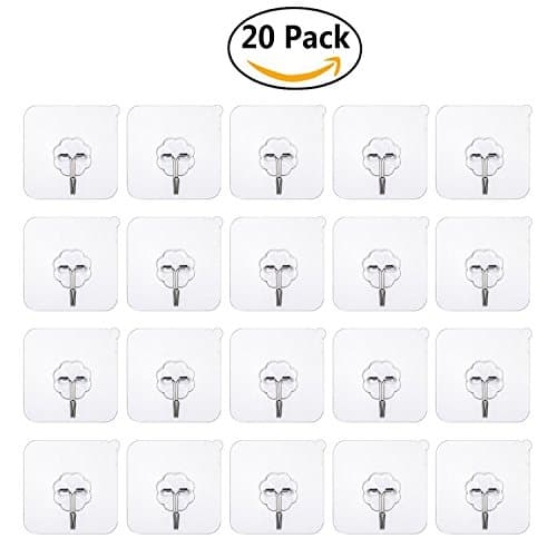 Colossal ship Adhesive Hooks Heavy Duty Wall Hooks Strong Adhesive Hooks 22lbs/10kg Seamless Hooks transparent Hooks 20 Pack