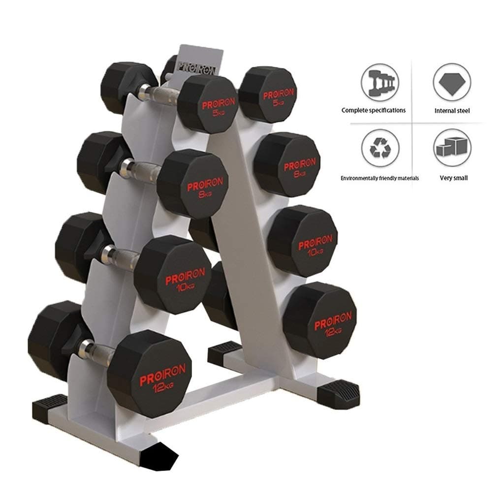 Twelve-sided Plastic Dumbbell Rack Fixed Dumbbell Rack Steel Dumbbell Set For Home Gym 12-side Golden Ratio Split Friction Welding Process Into One Body (Color : Silver, Size : 48 * 36 * 79cm)