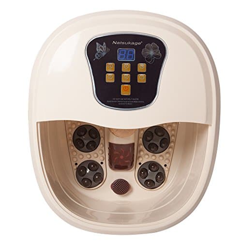 Natsukage All in One Foot Spa Bath Massager with Lockable Caster Motorized Rolling Massage Heat Wave Digital Temperature Control LED Display