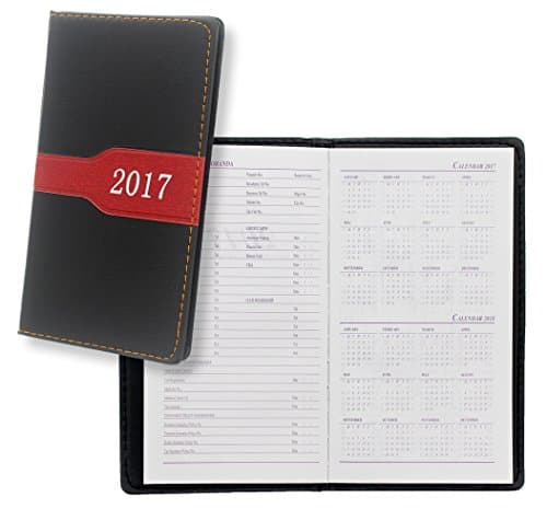 2017 Black with Red Cover Personal Organizer Planner - 7" x 4" x .5"