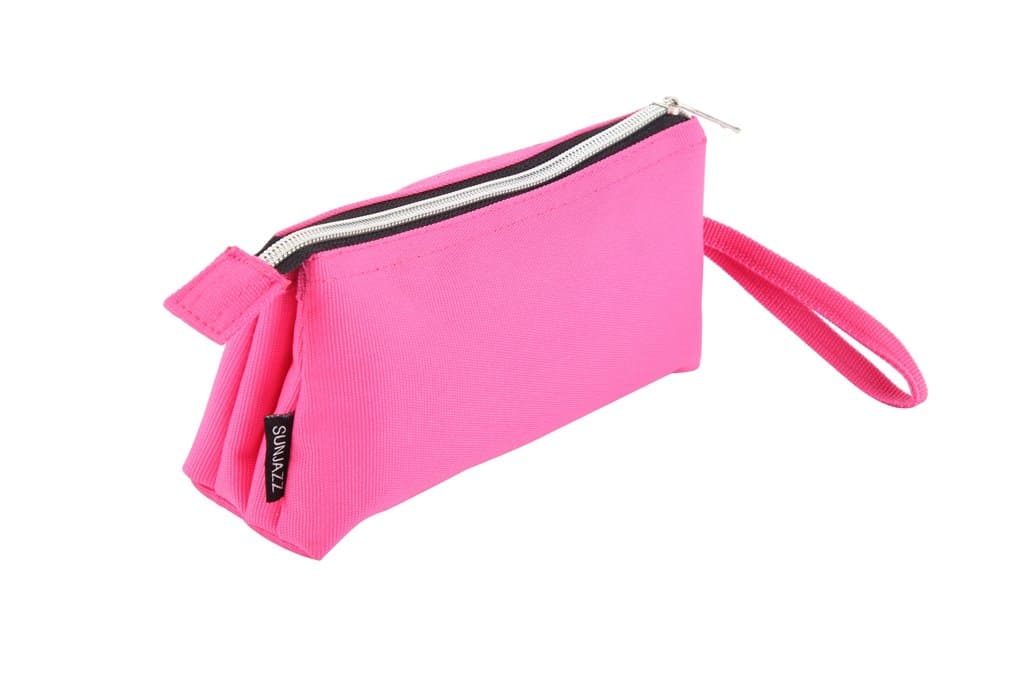 Vradn Solid Color Pencil Case Student Pen Pouch Hot Pink