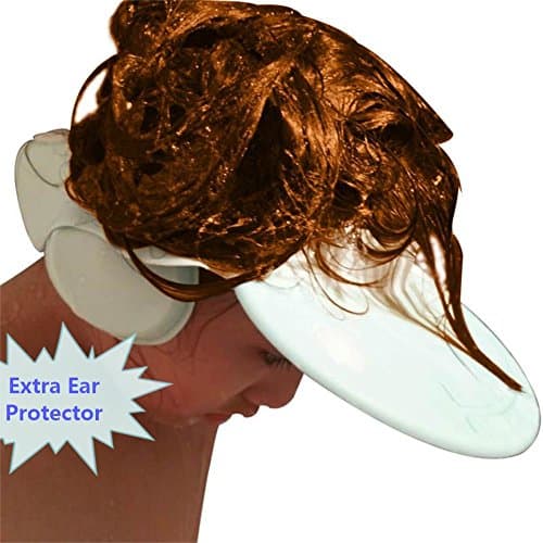 2 pack baby bath cap with extra ears protectors (blue and pink smile face ) LEAK PROOF baby bath visor baby bath hat baby shower cap- Gift Package