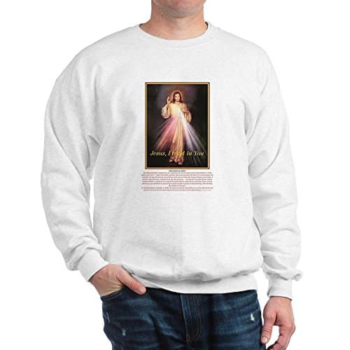 THE DIVINE MERCY "BLESSED VIRGIN GAVE US A SAVIOR" SWEATSHIRT (S, WHITE)