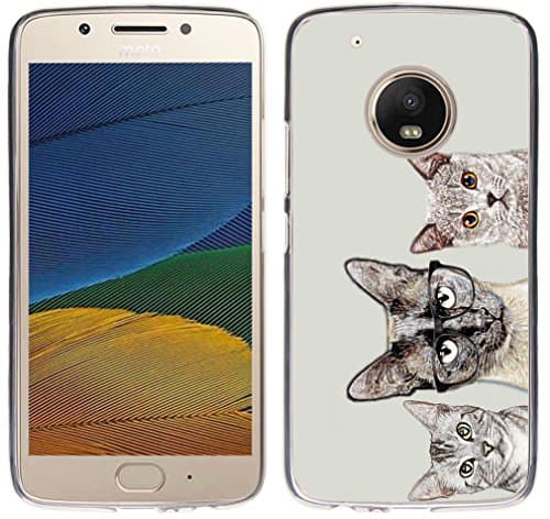 Case for Moto G5 Plus Cat - TPU Flexible Protective Cover Compatible for Motorola 5th Generation for Moto G5 Plus Funny Cat Kitty Designs for Teens Boys Girls (Silicone Bumper Skin)