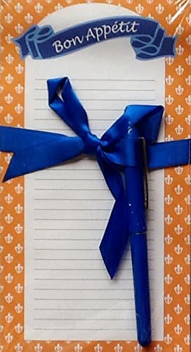 Tuscan Kitchen Lined Magnetic Notepad & Pen 9 1/4" X 4 3/4" ~ 80 Sheets (Orange Border Bon Appétit)