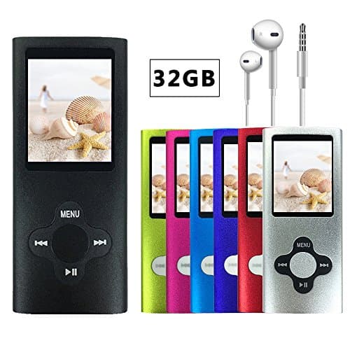 VOLGER DIGITAL 32 GB Portable Ultra-thin MP3 MP4 Player LCD Display Music Player Video Player Media Player Voice Recording Player for Laptop Computer for Home Party Camping Traveling Running (Black)