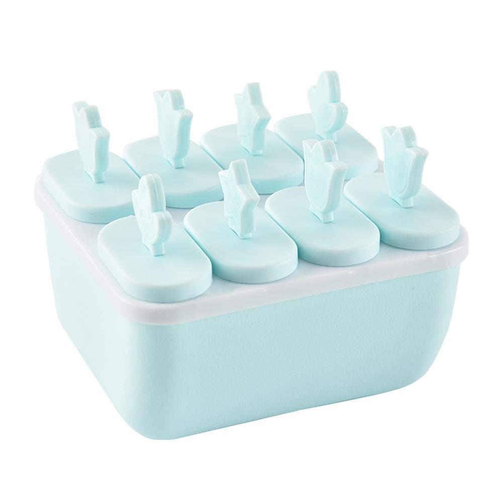 TTbuy Reusable Popsicle Molds Sets 8 Pieces Ice Pop Molds BPA Free Popsicle Mold Easy Release Ice Pop Maker Durable Frozen Ice Cream Jelly Retro Box Mold Tray for Kids,12×11.5×10 cm