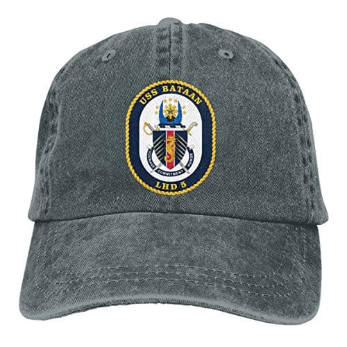 Nicegift USS Bataan COA LED 5 Denim Baseball Cap Men Women Golf Hats Adjustable Plain Cap Deep Heather