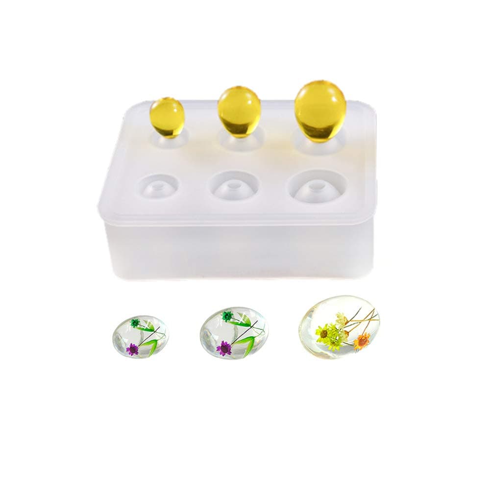 Silicone Epoxy Mold, DyAi 2 Pack Resin Epoxy Eggs Molds, Orbs Pendant Casting Molds for UV Resin Crafts, DIY Jewelry Making (16mm/ 20mm/ 25mm)