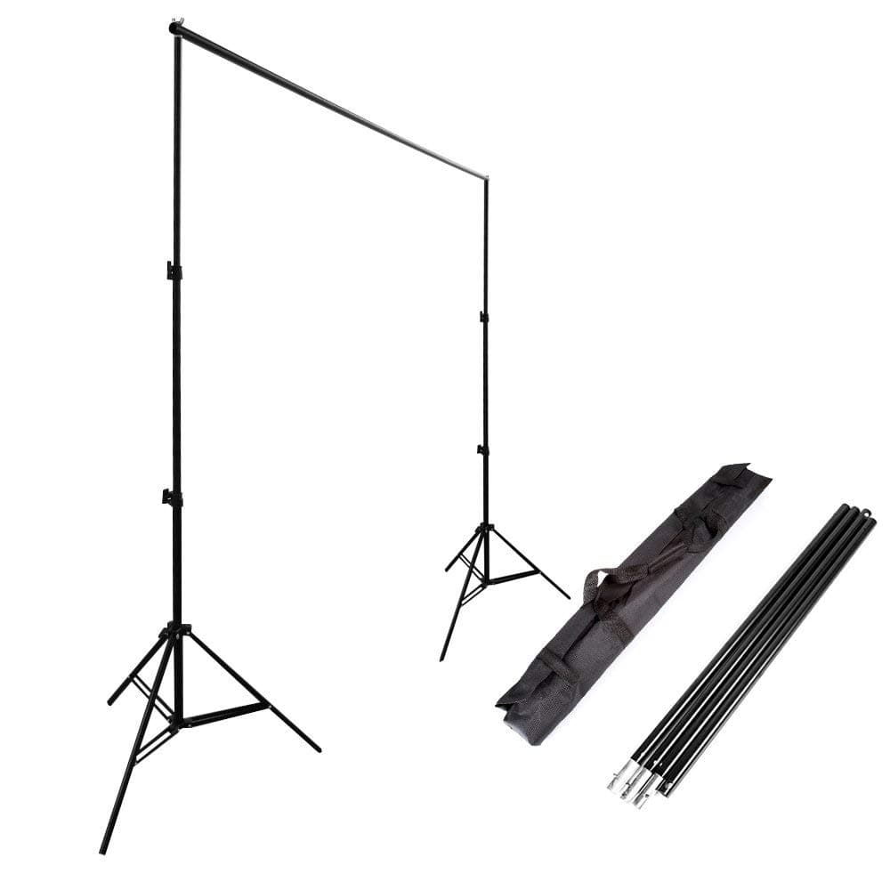 Hersmay 2.4x3m Backdrop Stand Photography Background Support System Heavy Duty Backdrop Stand Holder Crossbar Kit with Carrying Case for Paper Muslin Vinyl Non-Woven Backdrops