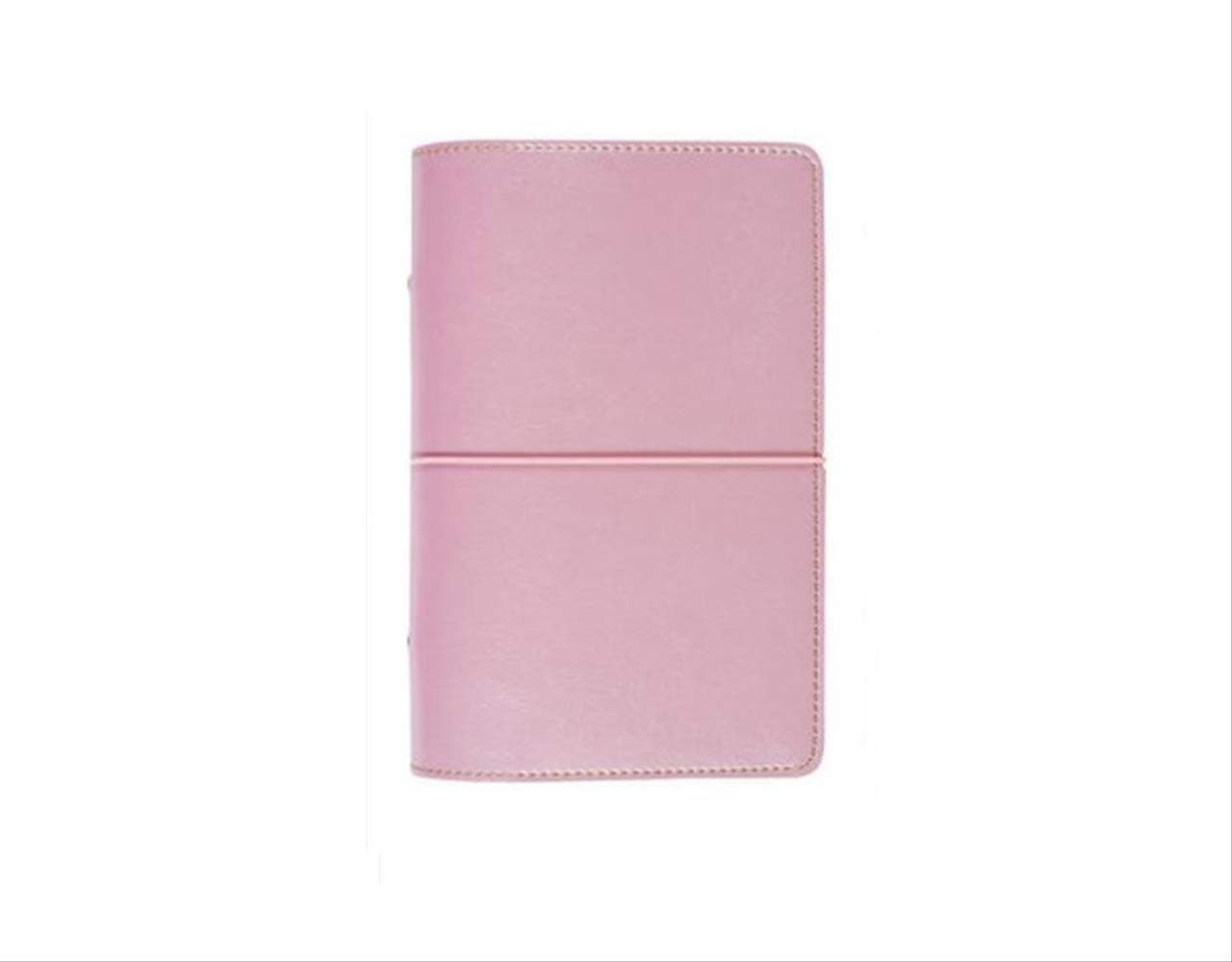Notebook Personal Organizer Leather Business Ring Office Binder Notebook Cute Kawaii Agenda Planner Travel Journal A5 Light Pink String