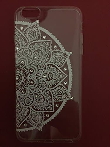 Handmade iPhone 6 Plus Case with Crystals, TPU Transparent Lotus Mandala Half Hindu Ganesh iPhone 6 plus 5.5" Case with Crystals Swarovski