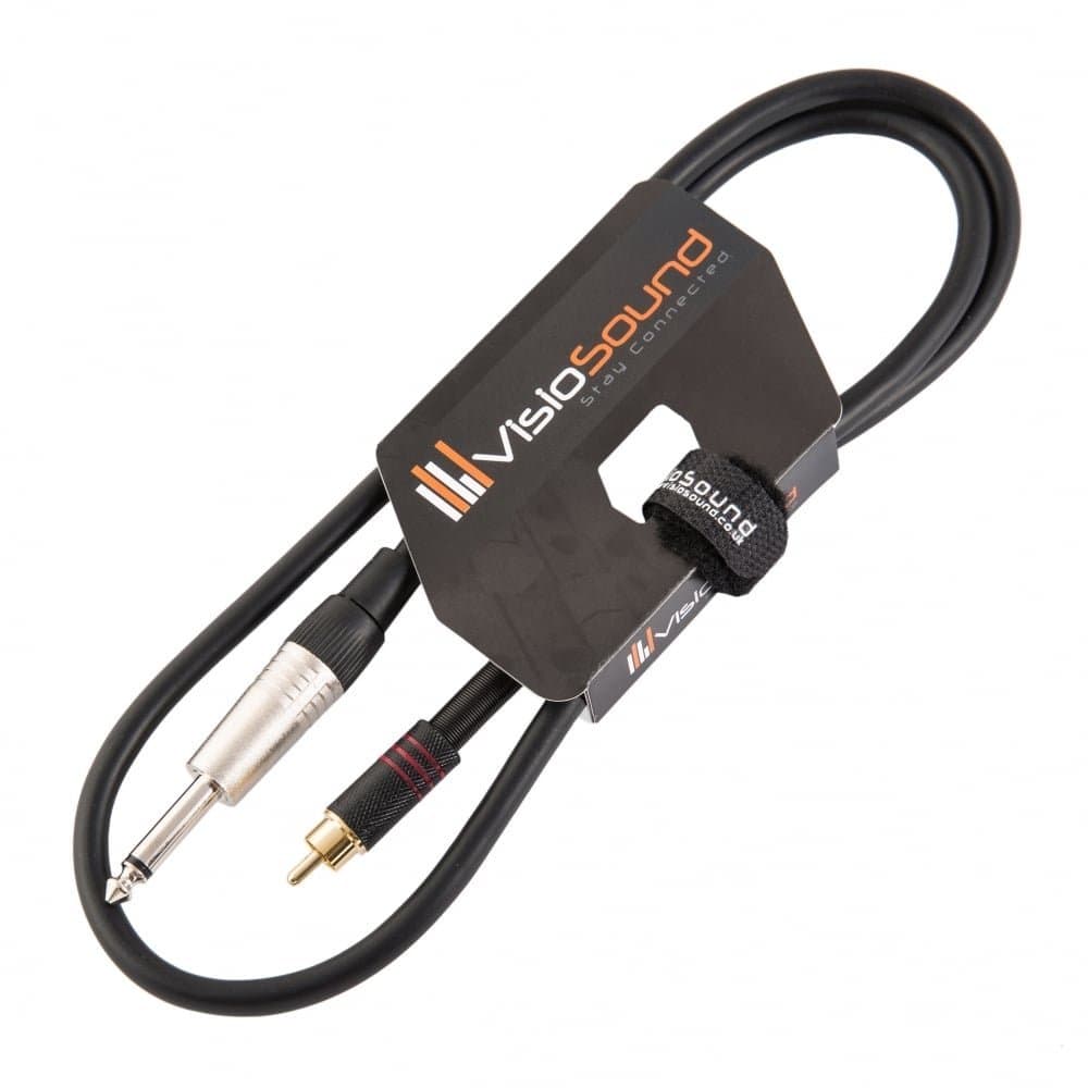 VisioSound 6.35mm 1/4" Mono Jack Plug to Single RCA Phono Audio Lead/Signal/Patch Cable 1m