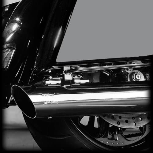 RC Components Chrome Slash Cut Down 4.0" Slip on Mufflers 2017 and Newer Harley-Davidson Touring Models - RCX119C
