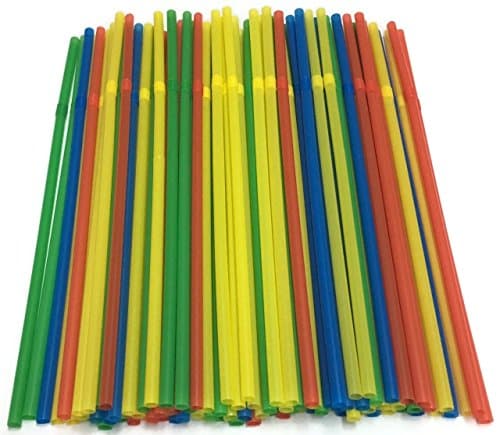 Skinny Drinking Straws – Multi Colored Flexible Cocktail Straws – 8.25" L x 0.2" W Disposable Bendable Plastic Tubes For Hot & Cold Drinks - Great for Bars, Restaurants, Home and Parties - 200 Pk