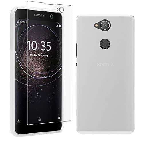 Sony Xperia XA2 Ultra Case with Screen Protector, Gzerma Shock-Absorption Soft TPU Bumper Shell with Frosted Skin Design, Ultra Clear Front Protective Screen Cover for Sony Xperia XA2 Ultra 6", White