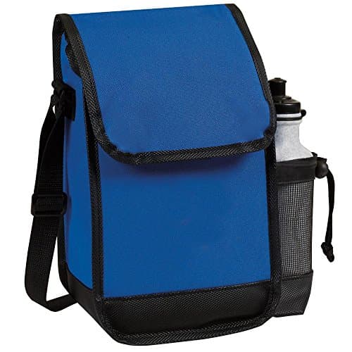 Eunichara Plus Thermal Insulated Cooler Lunch Bag 600D Polyester PVC Backing with Leatherette Trim Side Bottle Holder - Color Royal Blue