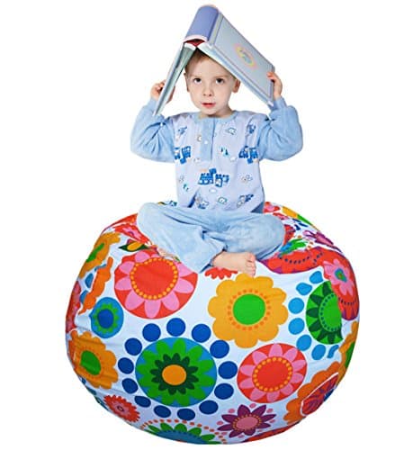 EDCMaker Perfect Storage Organizer for Kids Toy, Quickly Stuffable Storage Anything Soft, Amazing Storage Solution for Durable Beanbags Cover, Sunflower - 38"