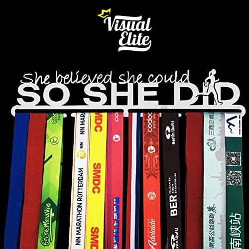 Visual Elite | She Believed... (VE-766) | Medal Hanger Hand-Forged Silver Chrome Finish Metal Hanger Design For Marathon, Running, Race, 5K, Etc. The Medal Hangers Collection